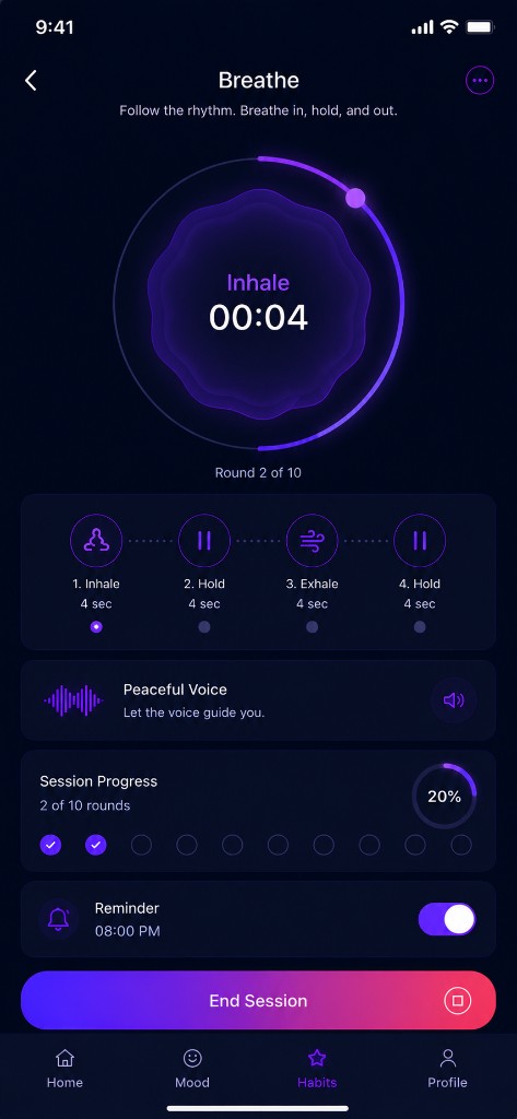 Kara breathing session screen